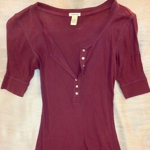 Maurices Burgundy Henley Tee